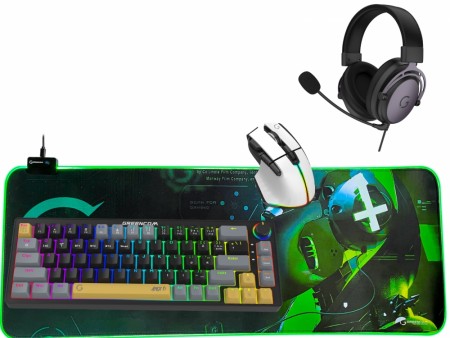 Yggdrasil 4-in-1 Gaming Bundle - Fury X Gaming Mus, X2 Musematte, Yggdrasil X Headset, Apex6 Mekanisk Tastatur